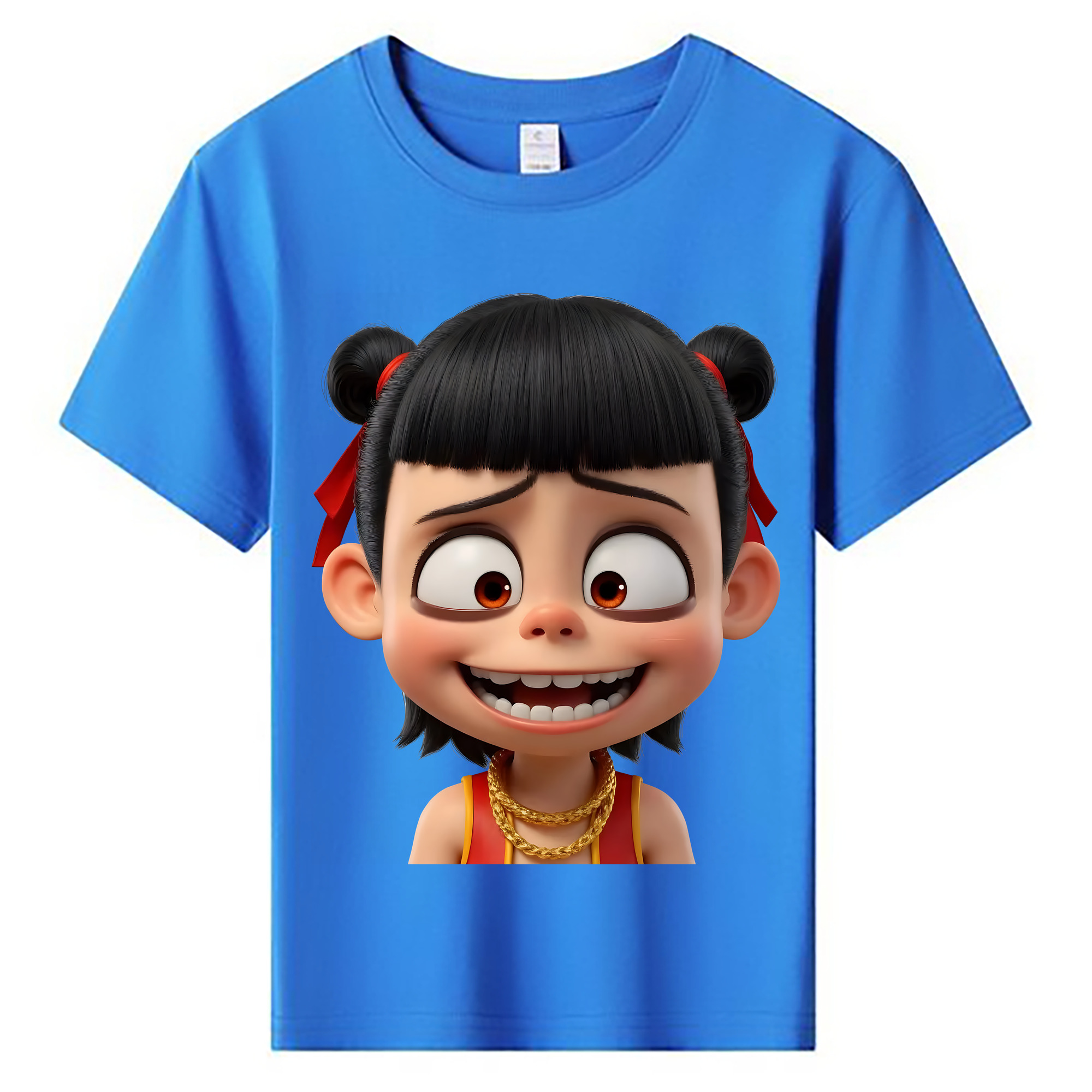 （画像用） Ne Zha 2 ナタ 魔童の大暴れ 綿100％キッズTシャツ（フロントプリント）